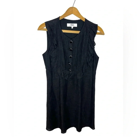 TIBI New York 100% Linen Floral Damask Ruffle Snap Button Sleeveless Dress - Picture 12 of 12